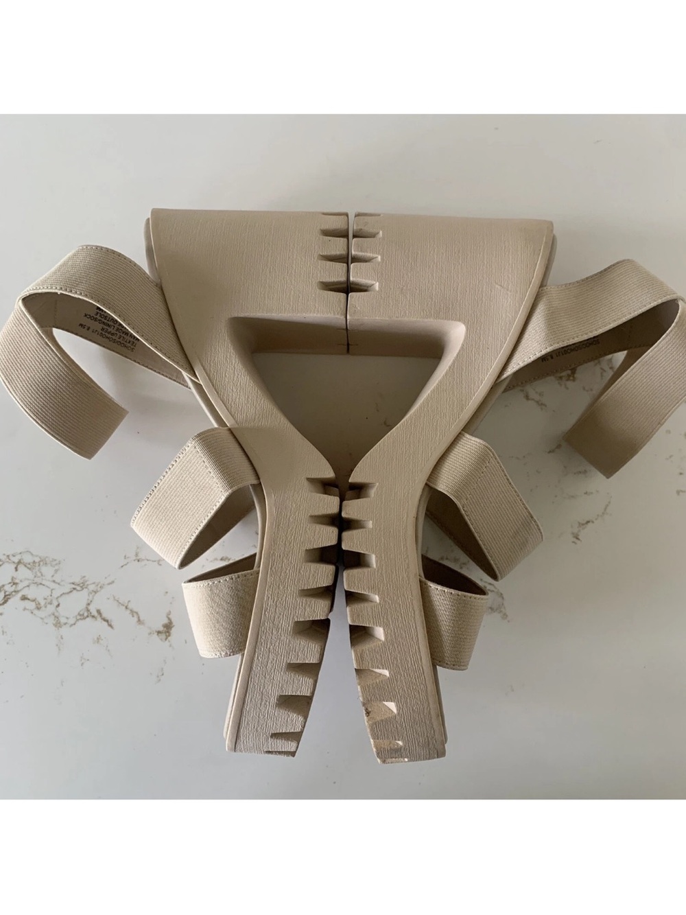 Madden Girl Beige Chunky Platform Strappy Sandals - Picture 4 of 8
